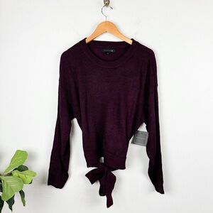 NWT Ryan Wylde Burgundy Tie Bow Crewneck Sweater Sz 1X